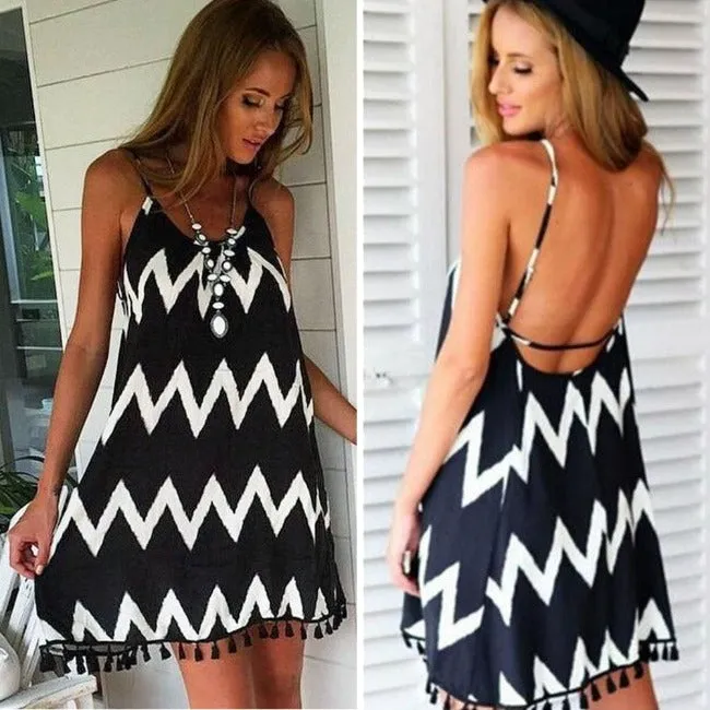 Geometric Printed Tassel Dress