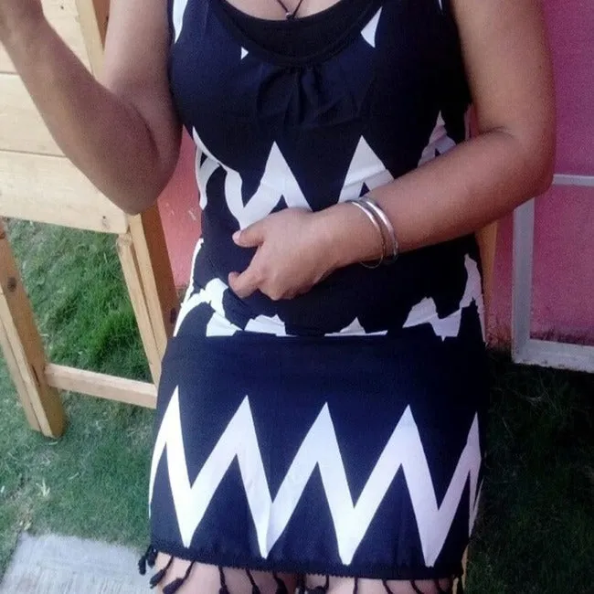 Geometric Printed Tassel Dress