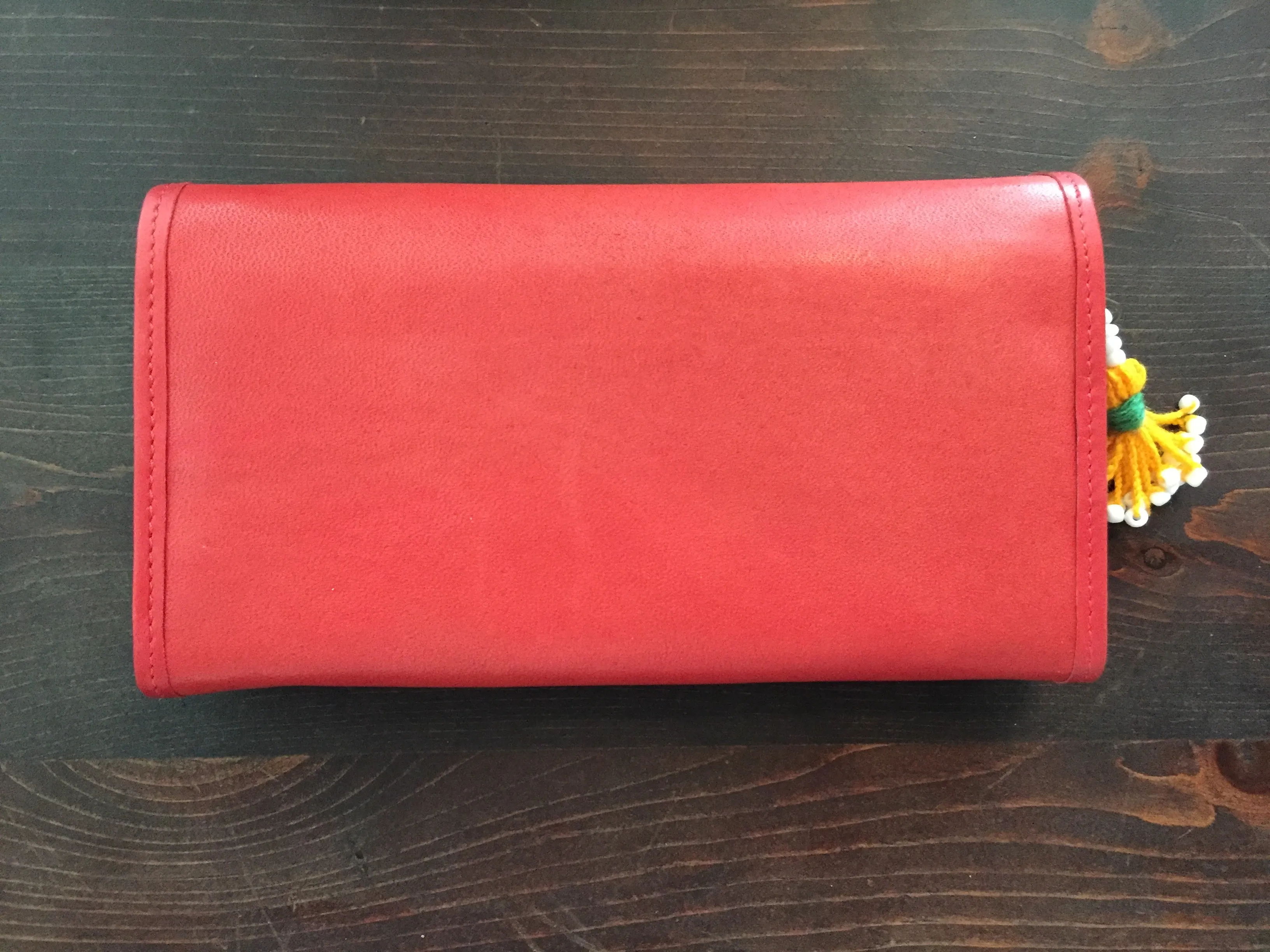 Handmade Leather Wallet with Hand Embroidery - Large