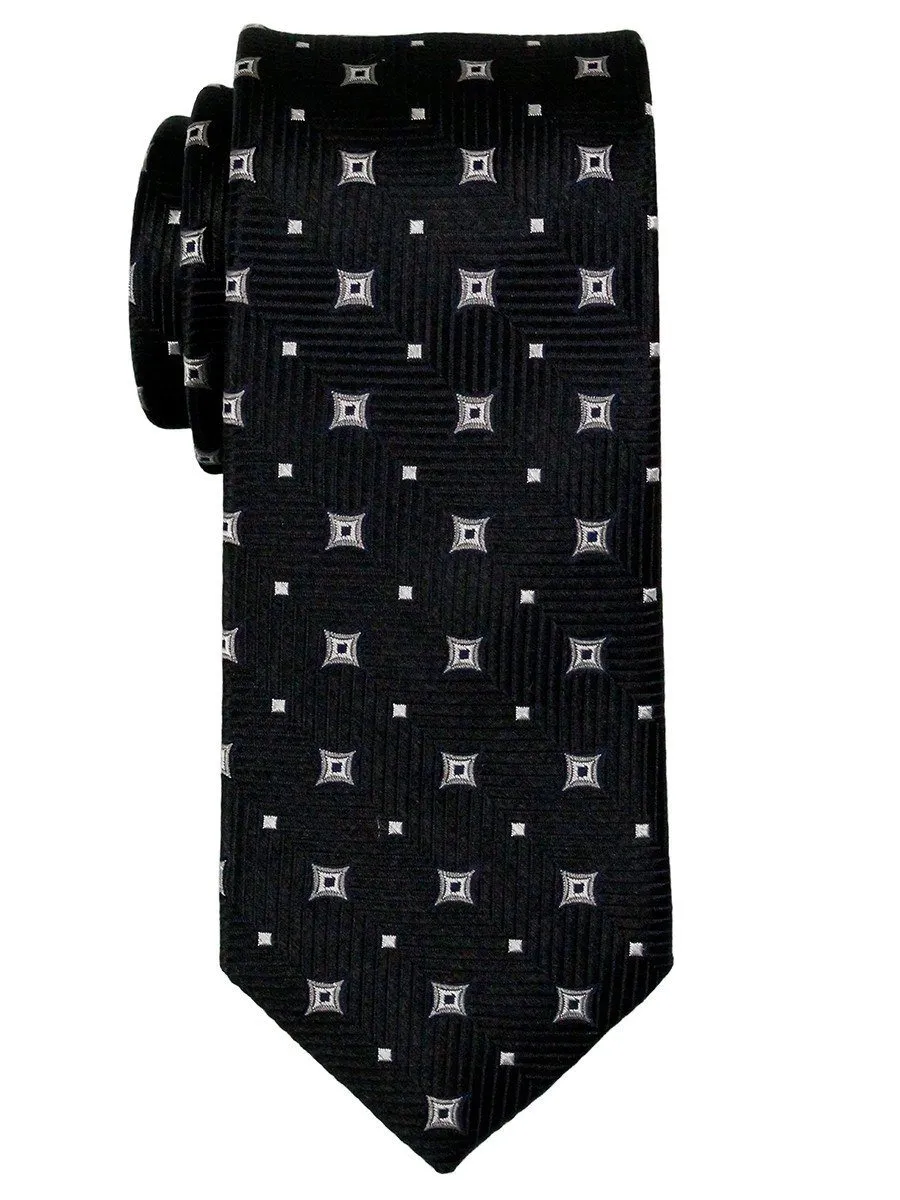 Heritage House 23067 100% Woven Silk Boy's Tie - Neat Stars - Black/Gray
