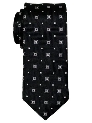 Heritage House 23067 100% Woven Silk Boy's Tie - Neat Stars - Black/Gray
