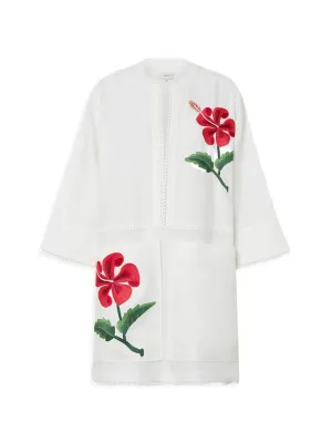 Hibiscus Embroidered Tunic Dress