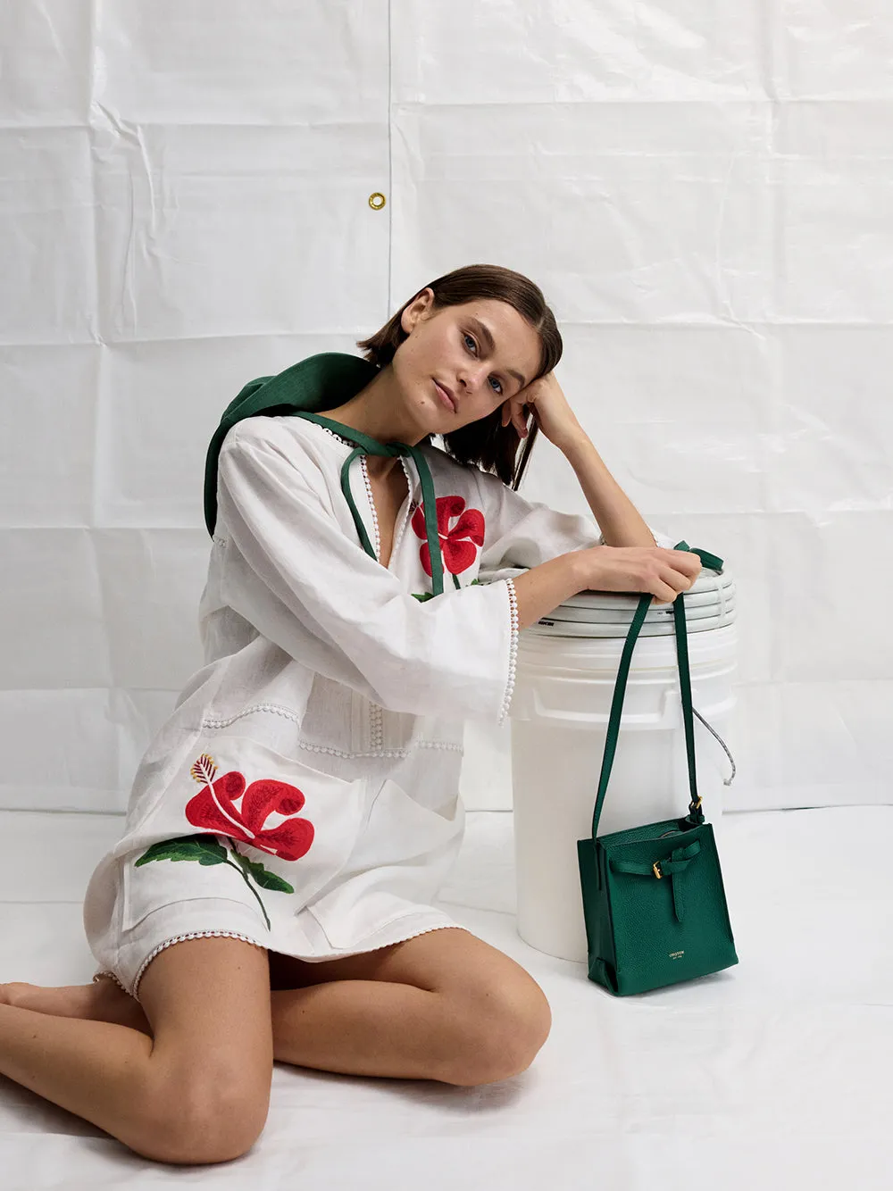 Hibiscus Embroidered Tunic Dress