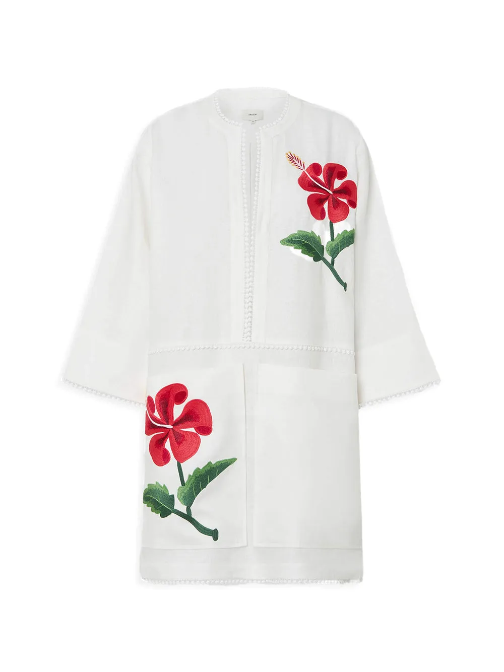 Hibiscus Embroidered Tunic Dress