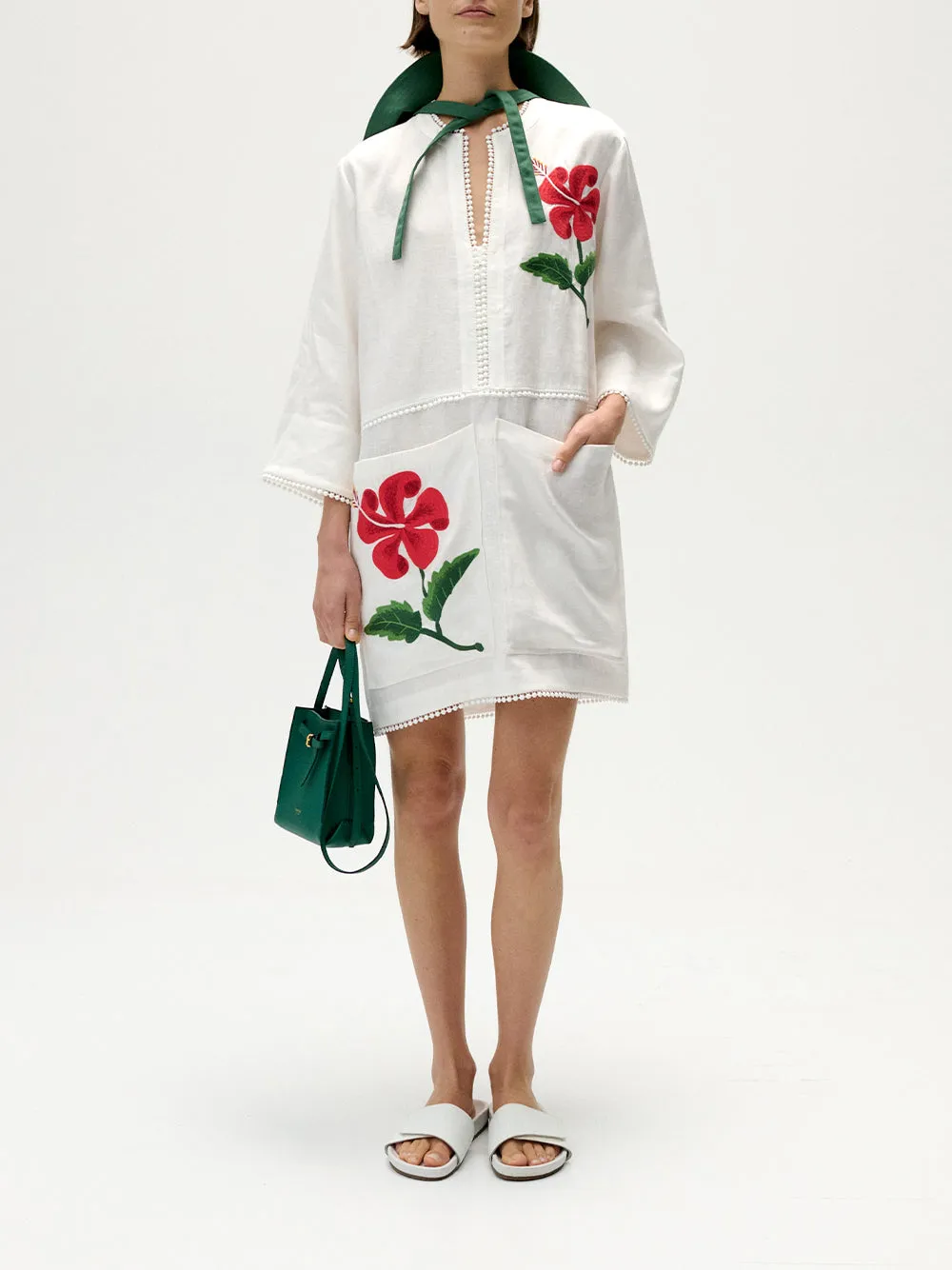 Hibiscus Embroidered Tunic Dress