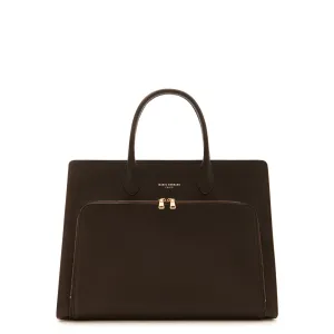 Honoré Nadine brown calfskin leather handbag with laptop compartment