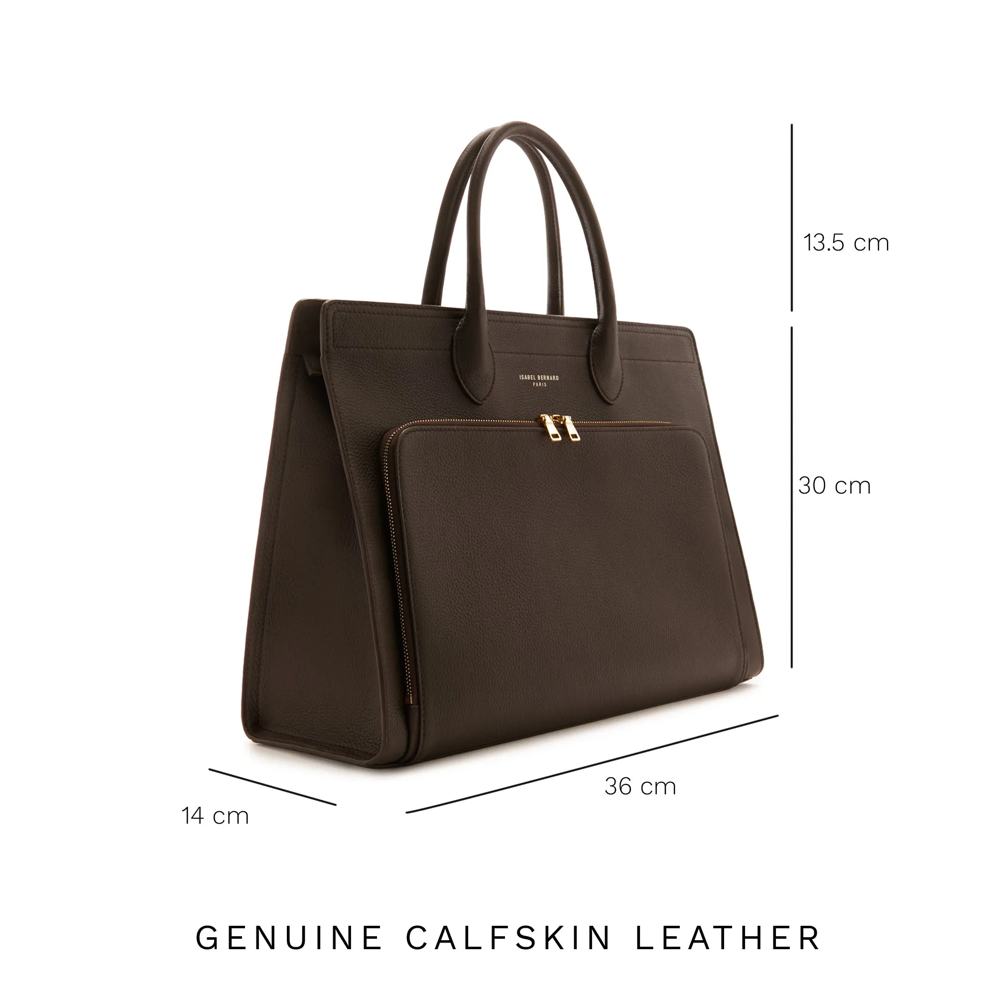 Honoré Nadine brown calfskin leather handbag with laptop compartment