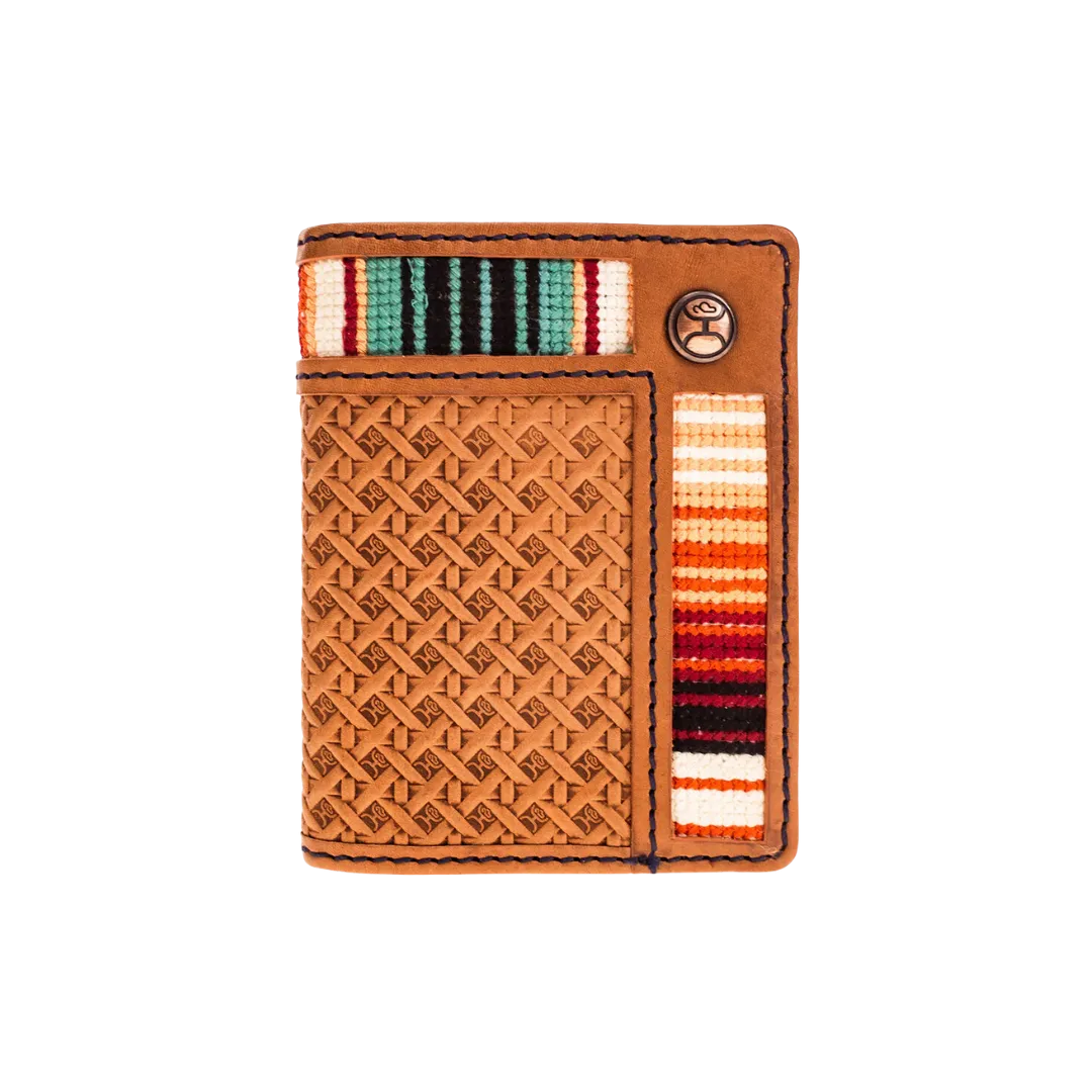 Hooey Men's Tarlo Basket Weave Bifold Tan Serape Money Clip