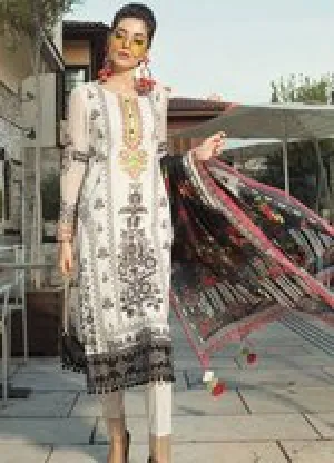 Lawn Suit in Black and White Color #J6108