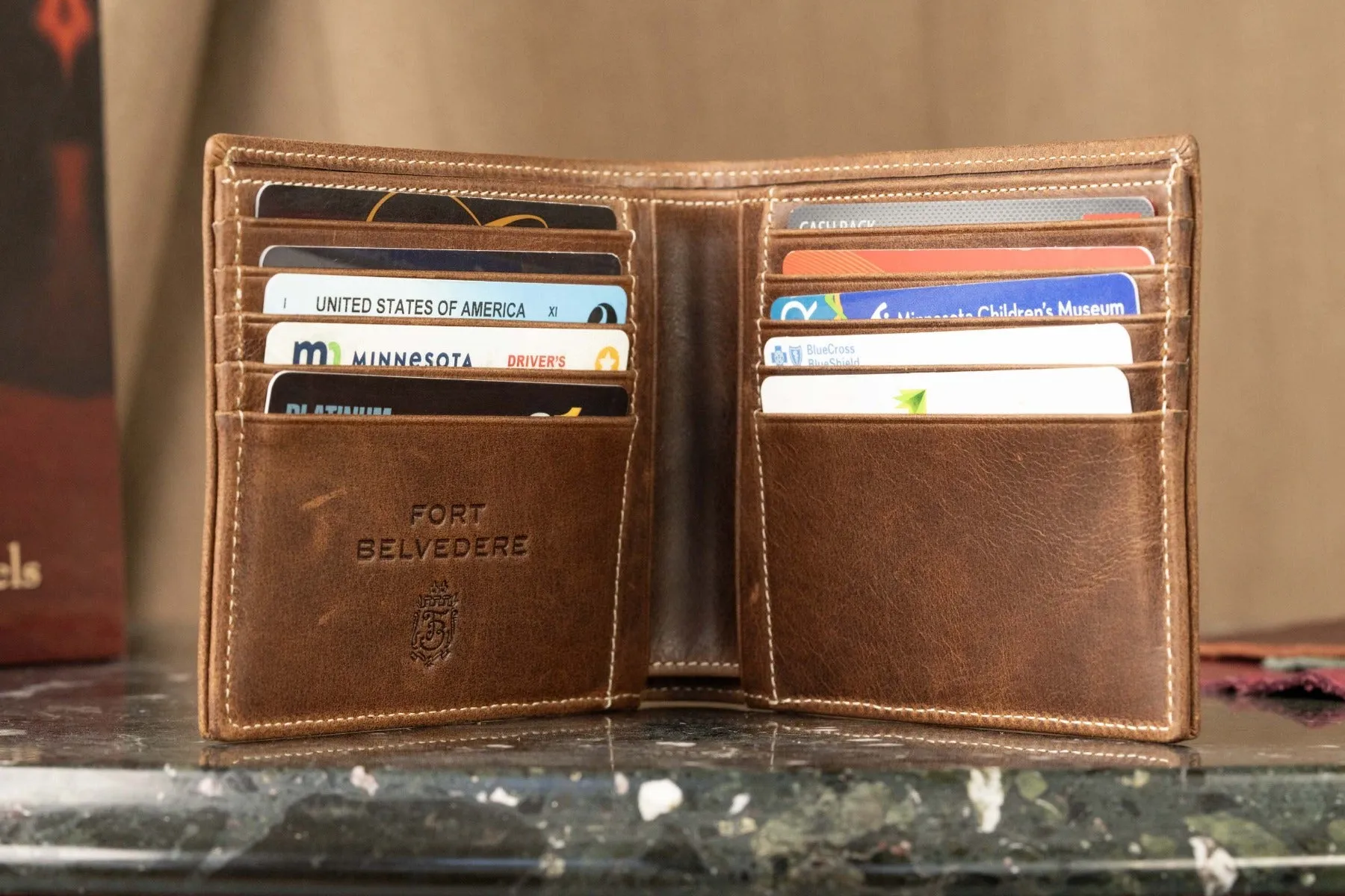 Le Grand 10 Card Antique Mahogany Leather Wallet