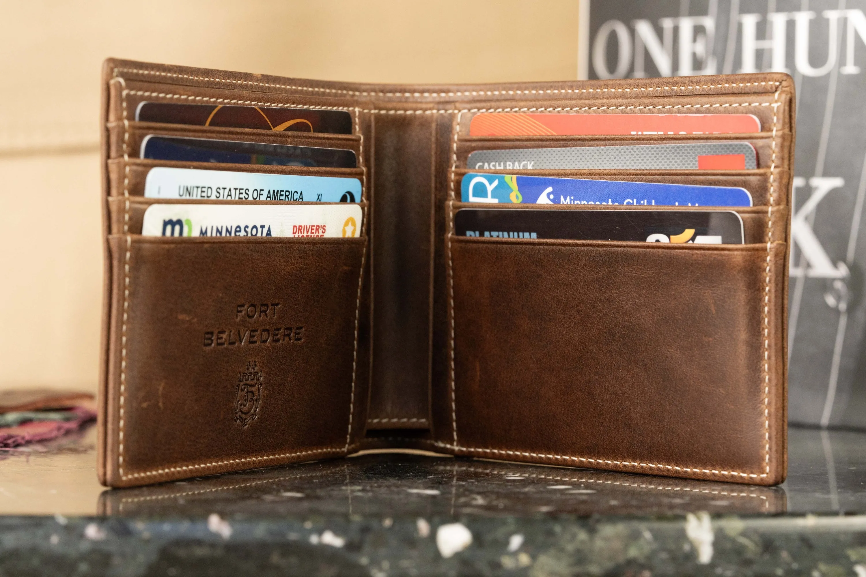 Le Grand 10 Card Antique Mahogany Leather Wallet