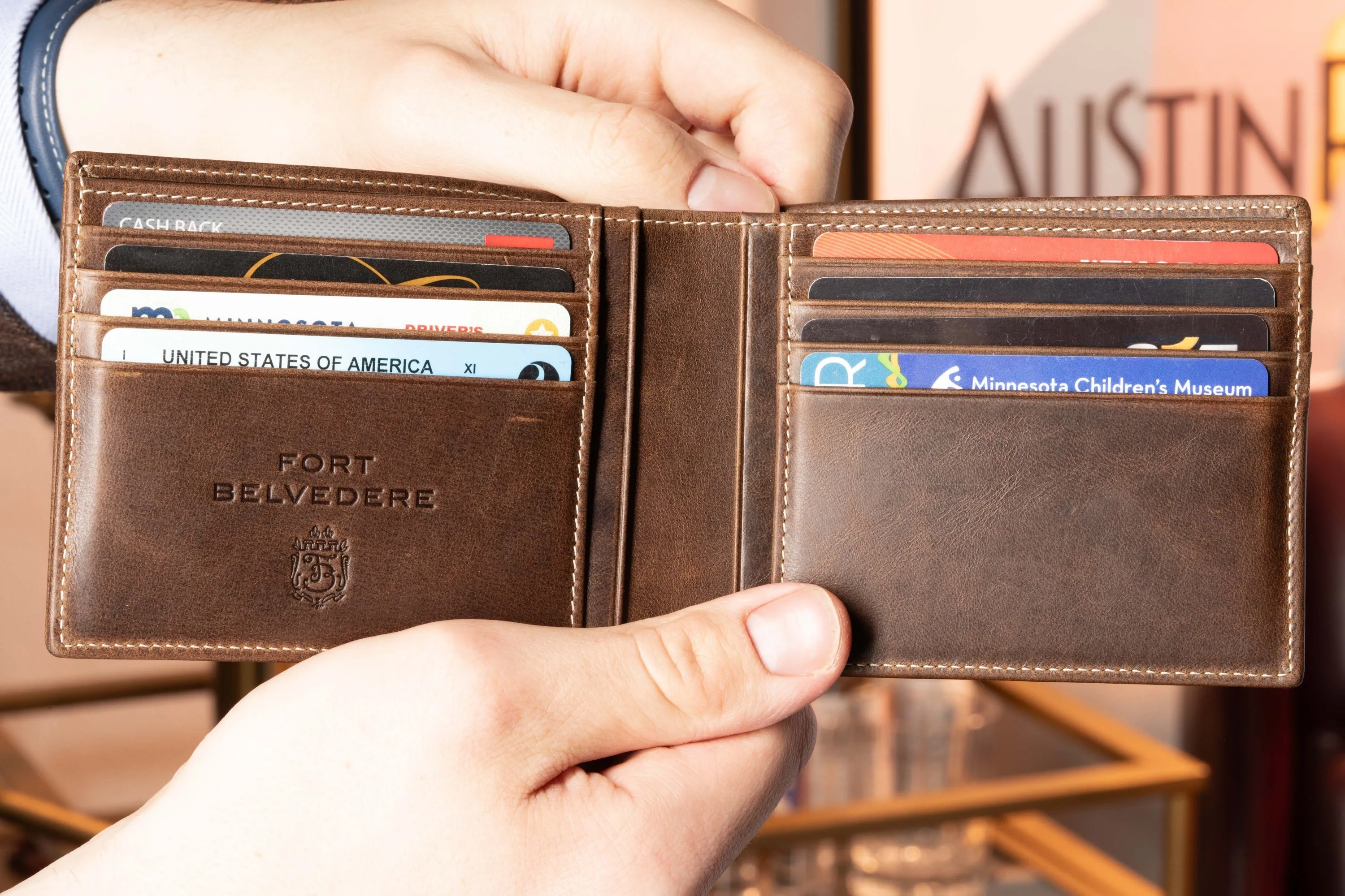 Le Grand 10 Card Antique Mahogany Leather Wallet