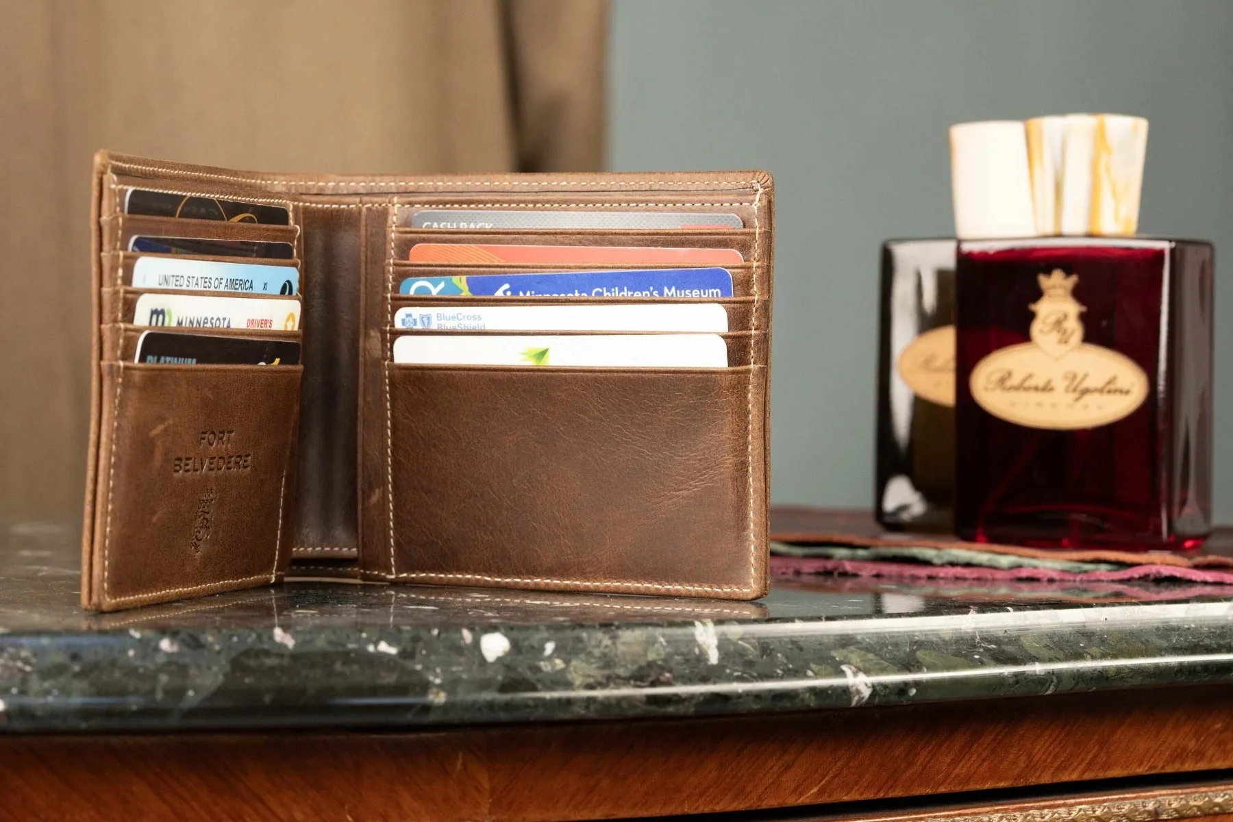 Le Grand 10 Card Antique Mahogany Leather Wallet