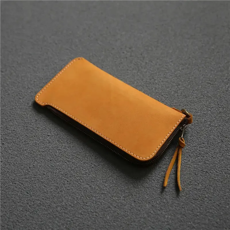 Leather Belt Zipper Wallet with First Layer Cowhide & Frosted Finish