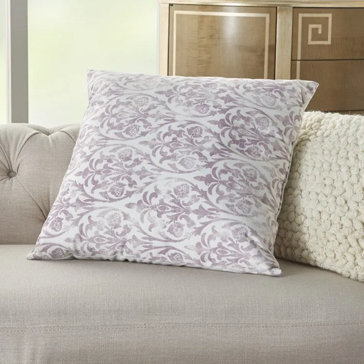 Life Styles Faded Damask Lavender 20" x 20" Throw Pillow