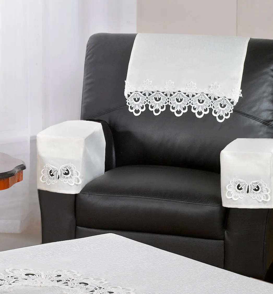Lucinda Embroidered Chair Back in Cream