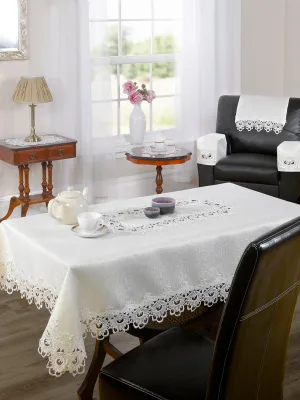 Lucinda Embroidered Chair Back in Cream