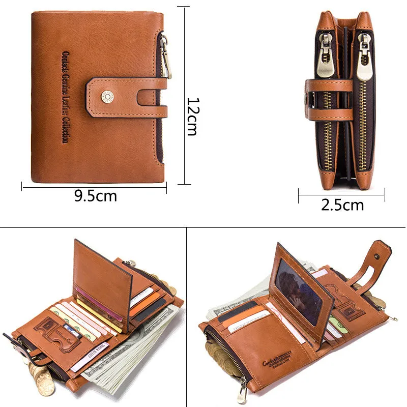 Luxvintage Genuine Leather Zipper Wallet
