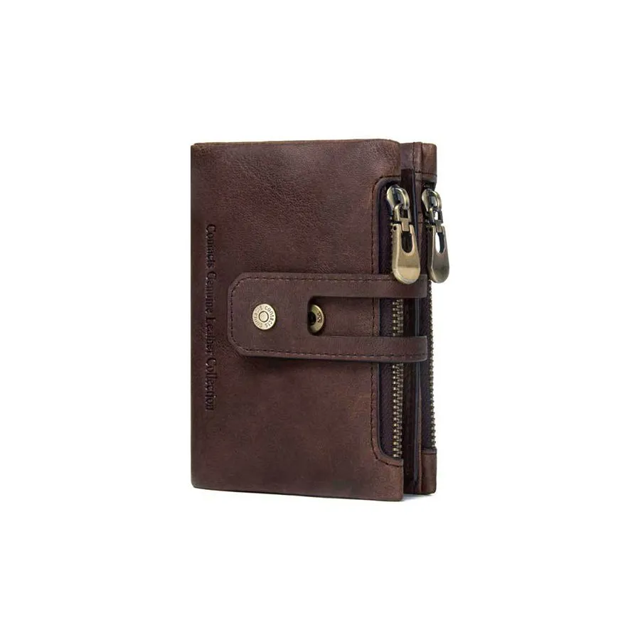 Luxvintage Genuine Leather Zipper Wallet