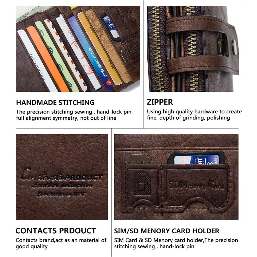 Luxvintage Genuine Leather Zipper Wallet