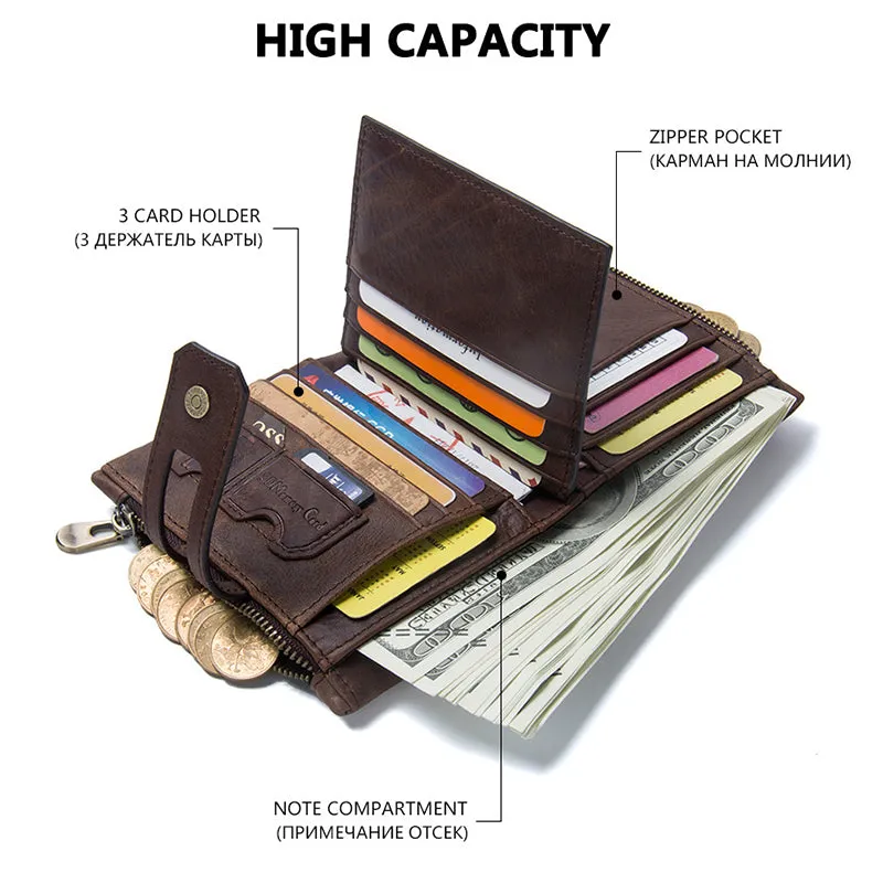 Luxvintage Genuine Leather Zipper Wallet