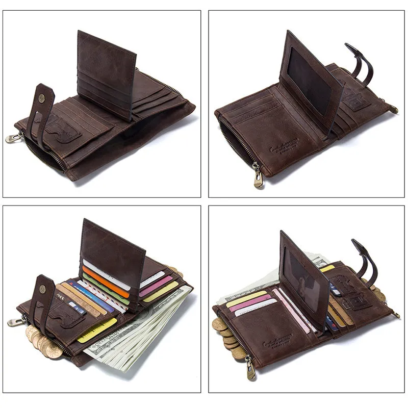 Luxvintage Genuine Leather Zipper Wallet