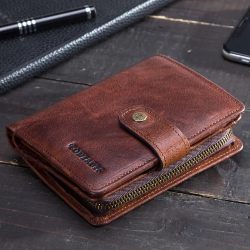 Luxvintage Genuine Leather Zipper Wallet