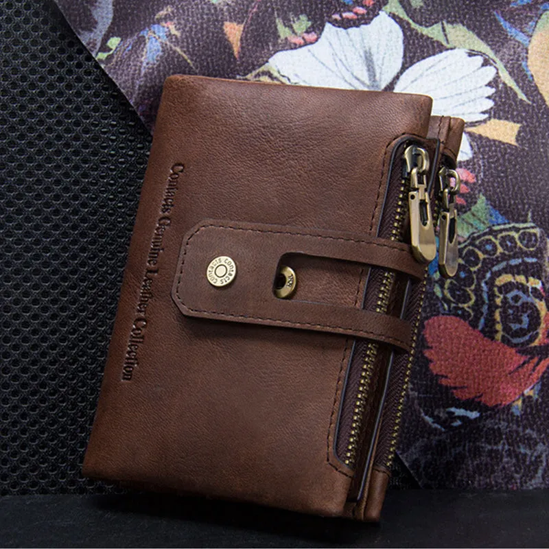 Luxvintage Genuine Leather Zipper Wallet