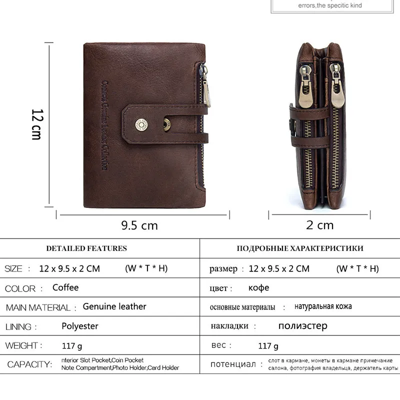 Luxvintage Genuine Leather Zipper Wallet