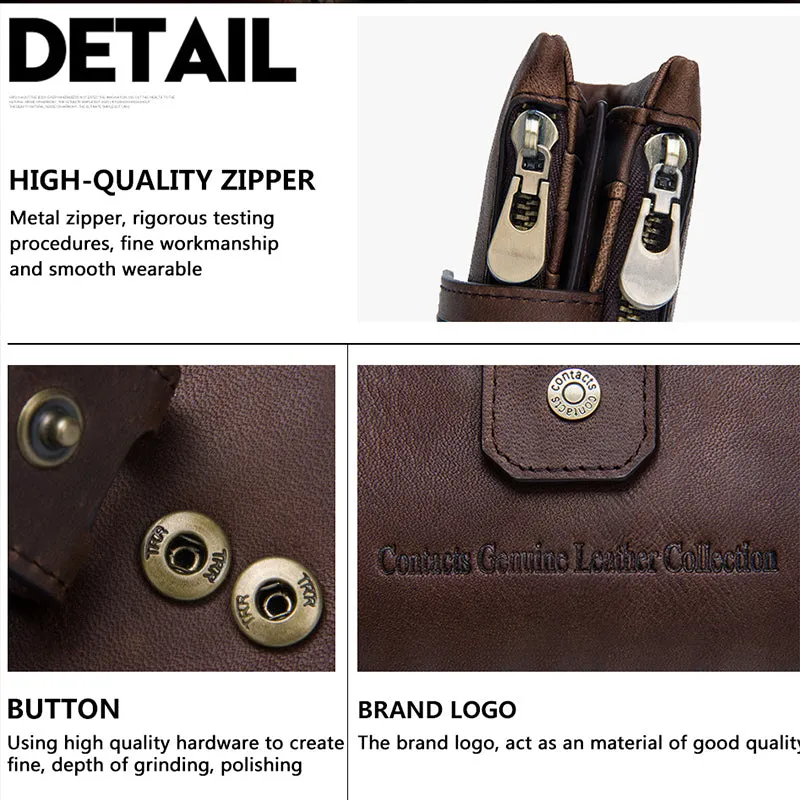 Luxvintage Genuine Leather Zipper Wallet