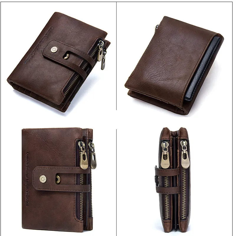 Luxvintage Genuine Leather Zipper Wallet