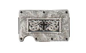 M&F Men's 3-d Belt Utility Cross Silver Wallet