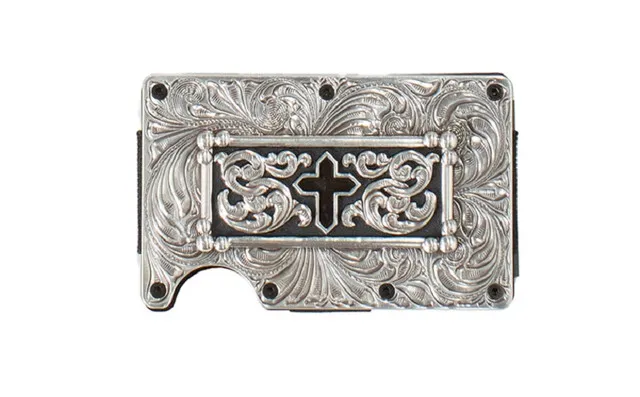 M&F Men's 3-d Belt Utility Cross Silver Wallet