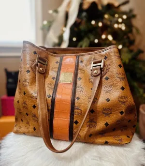 MCM Visetos Leather Tote Bag