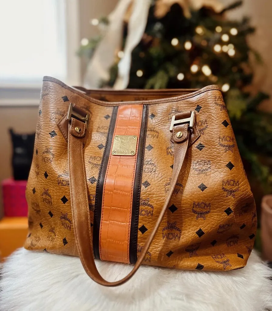 MCM Visetos Leather Tote Bag