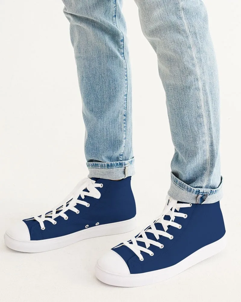 Medium Dark Blue Men's High-top Canvas Sneakers | Men's | Medium Dark Pure Blue | C100M75Y0K60