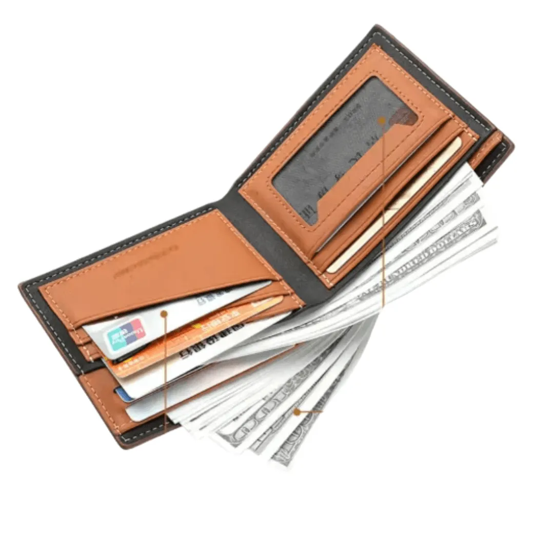 Men Wallets - Striped Leather Card & ID Holder MCW012