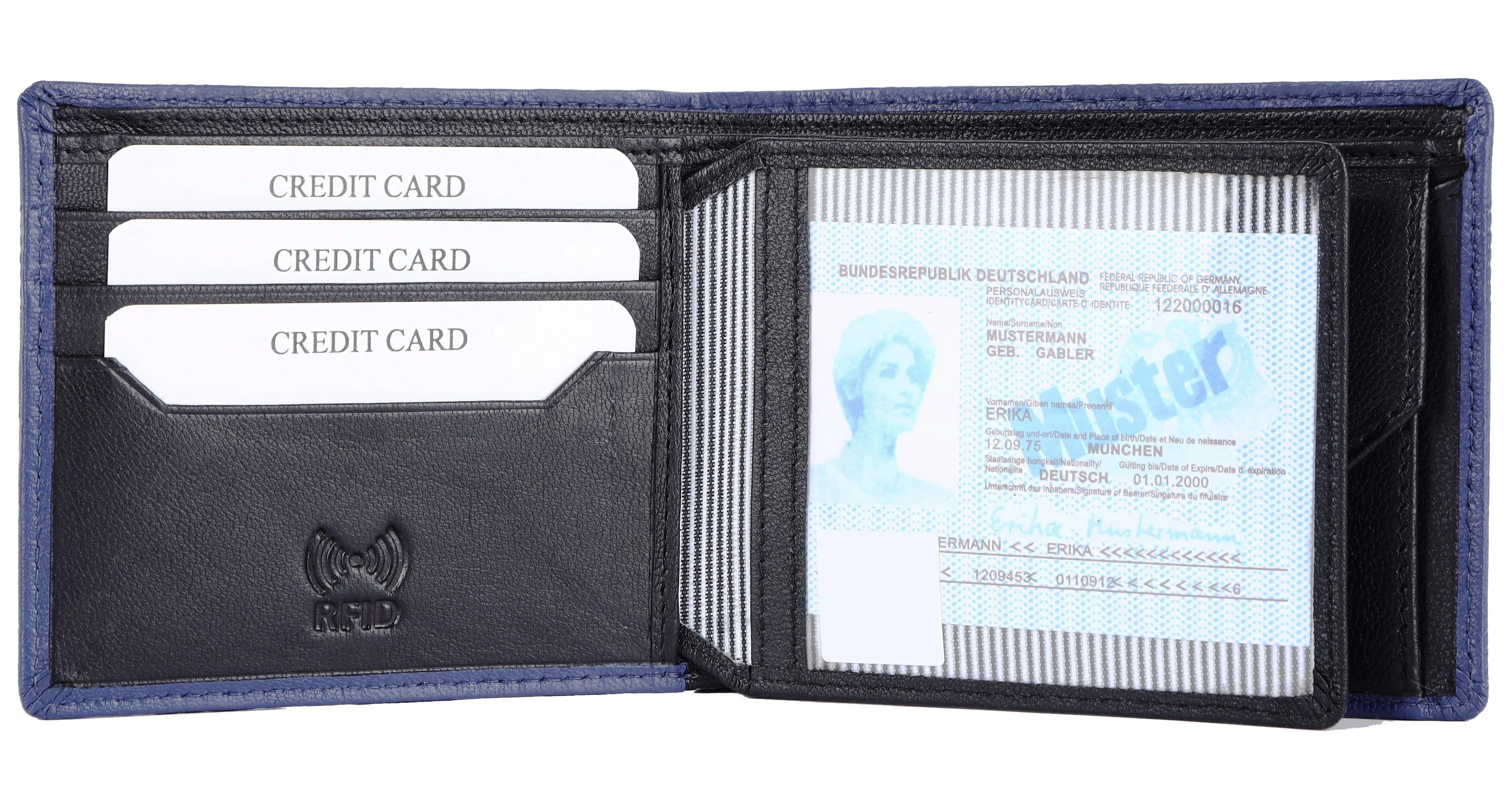 MENS LEATHER WALLET (RFID) 93702 (BLUE)