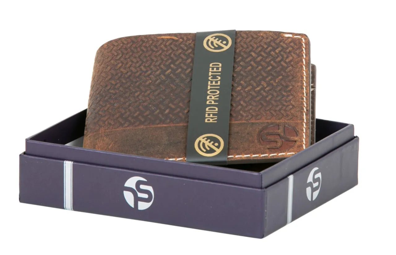 MENS LEATHER WALLET (RFID) 991736 (BROWN)