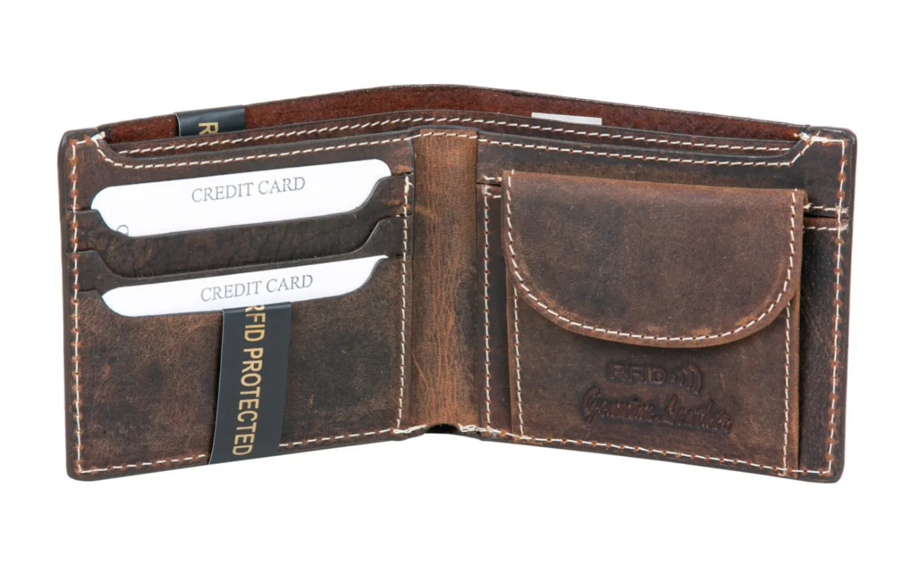 MENS LEATHER WALLET (RFID) 991736 (BROWN)