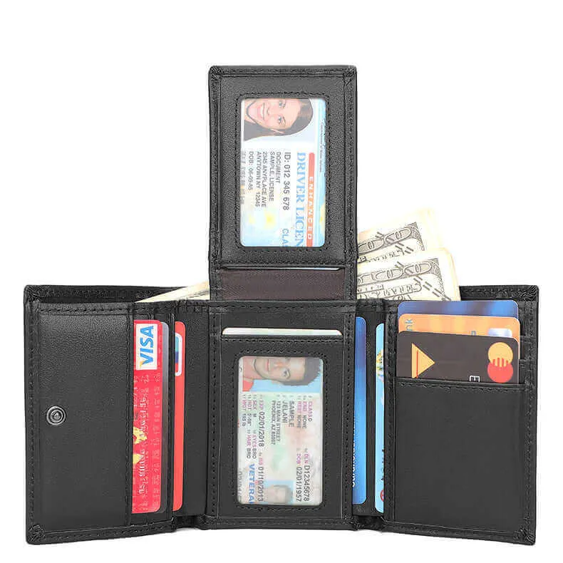 Men's Leather Wallets NZ – Genuine RFID Tri-Fold Wallet