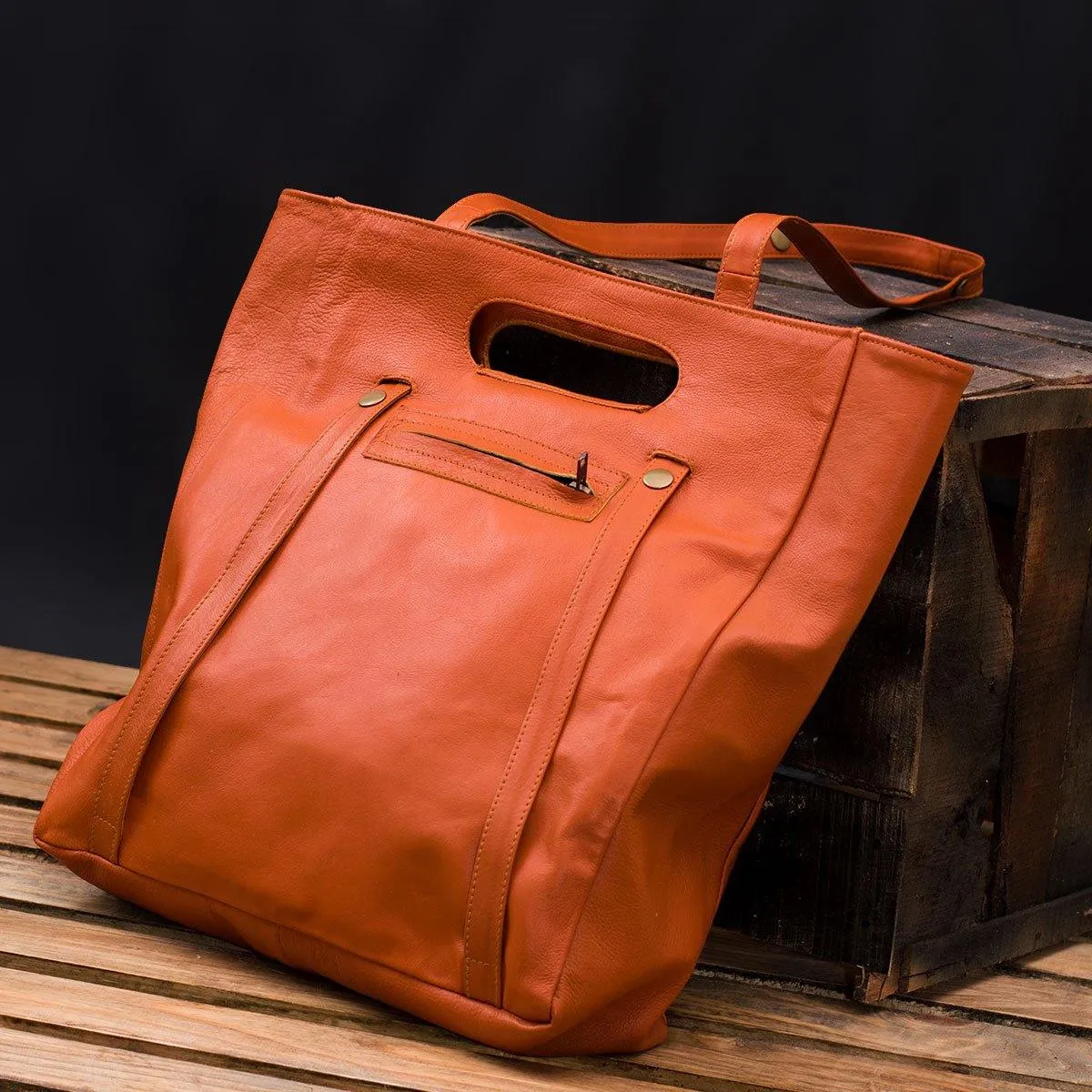 MONT5 Kutton Personalized Carryall Women Tan Leather Bag