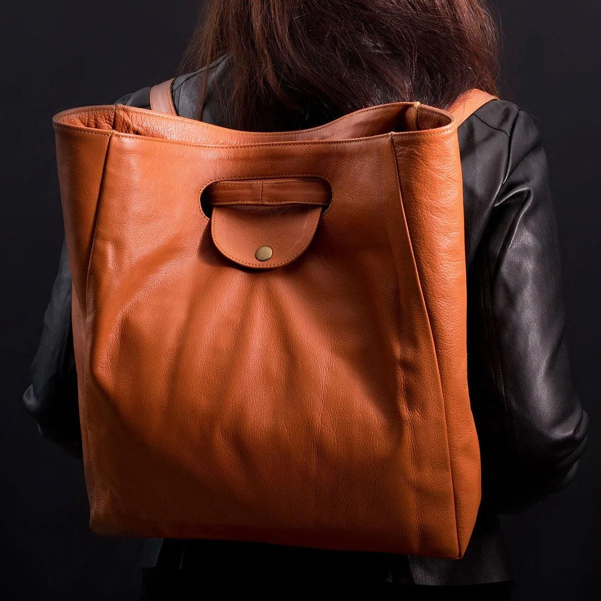 MONT5 Kutton Personalized Carryall Women Tan Leather Bag