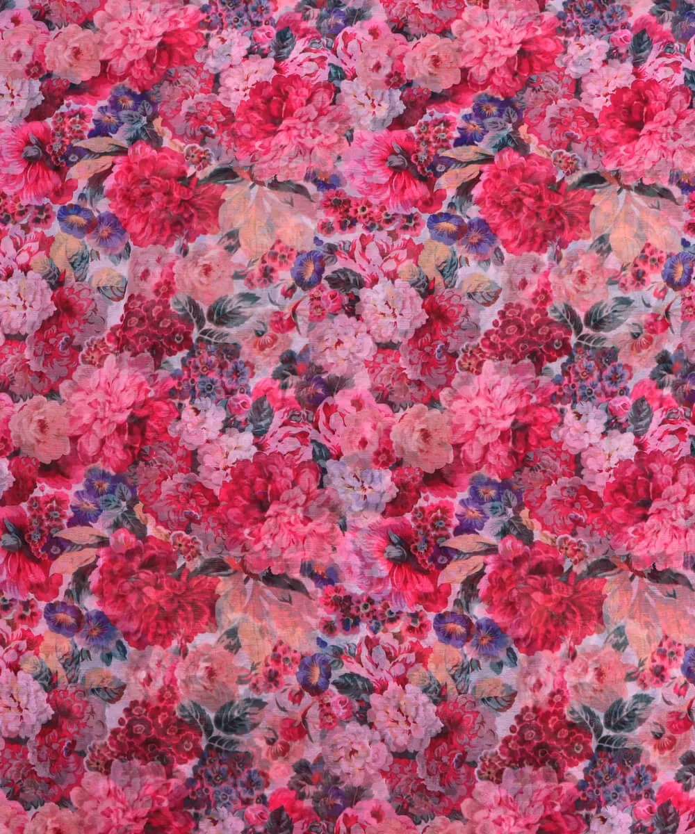 Multi Colour Floral Print Digital Print Chiffon Fabric