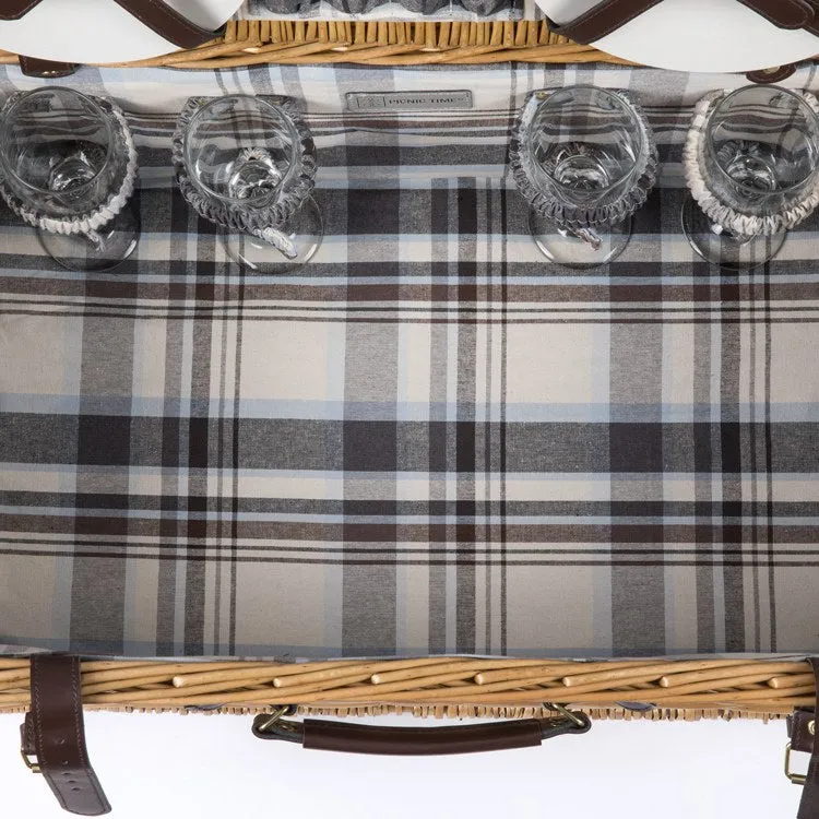 Newbury Picnic Basket, Navy and Maroon Plaid