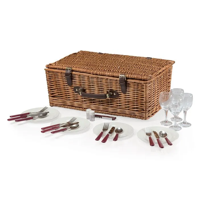 Newbury Picnic Basket, Navy and Maroon Plaid