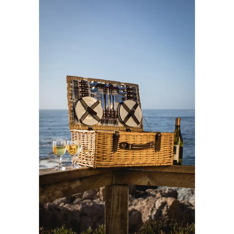 Newbury Picnic Basket, Navy and Maroon Plaid