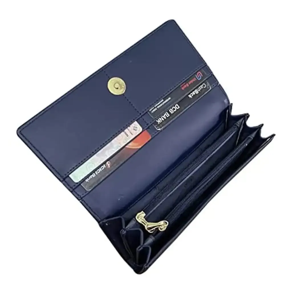 Nicoberry Women's Synthetic Stylish Wallet Exotic Clutches (Blue)