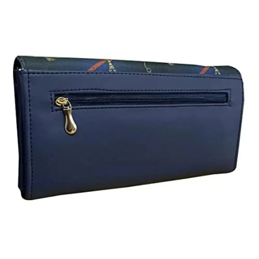 Nicoberry Women's Synthetic Stylish Wallet Exotic Clutches (Blue)