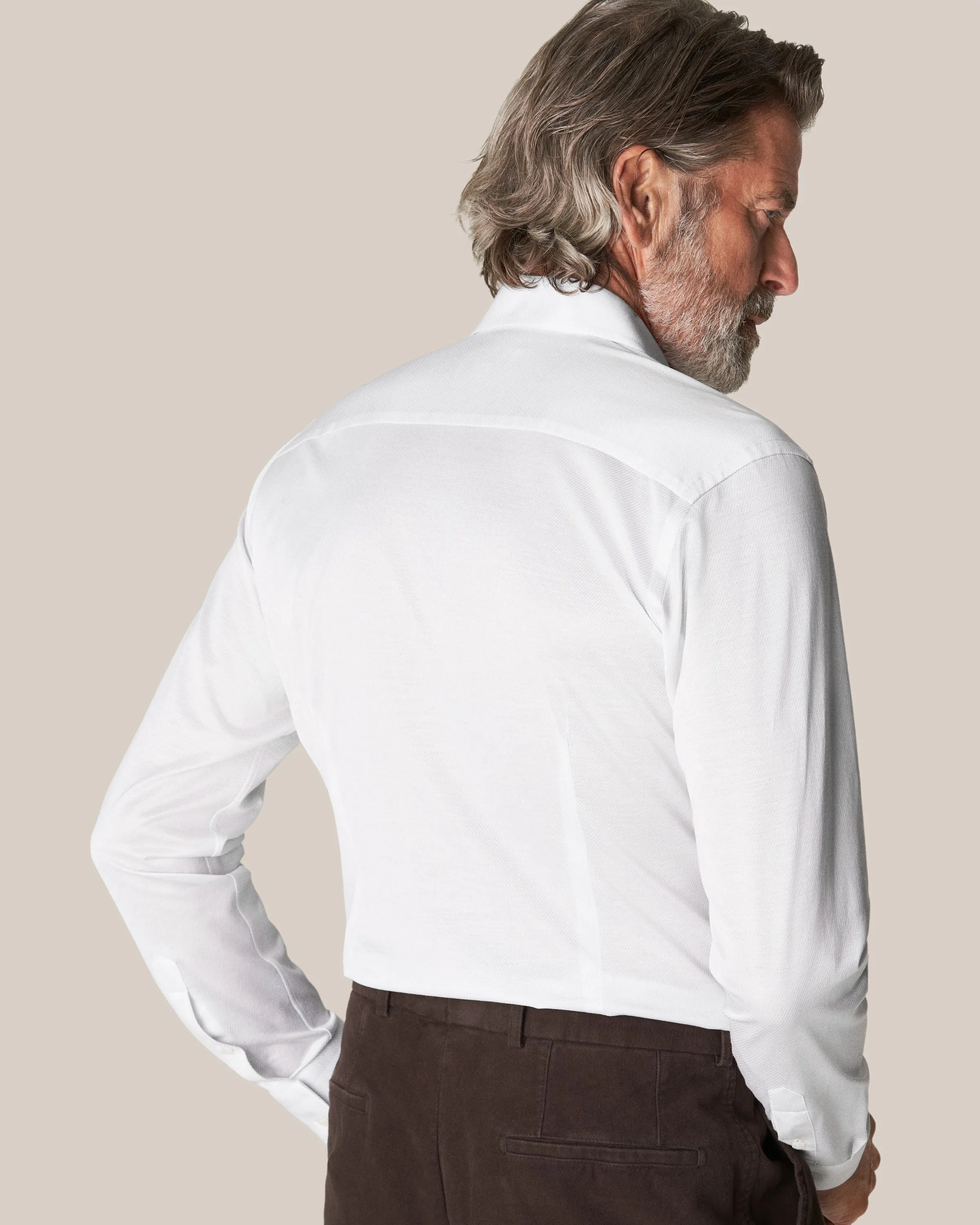 Off-White King Knit Stretch Contemporary Fit Shirt - ETON